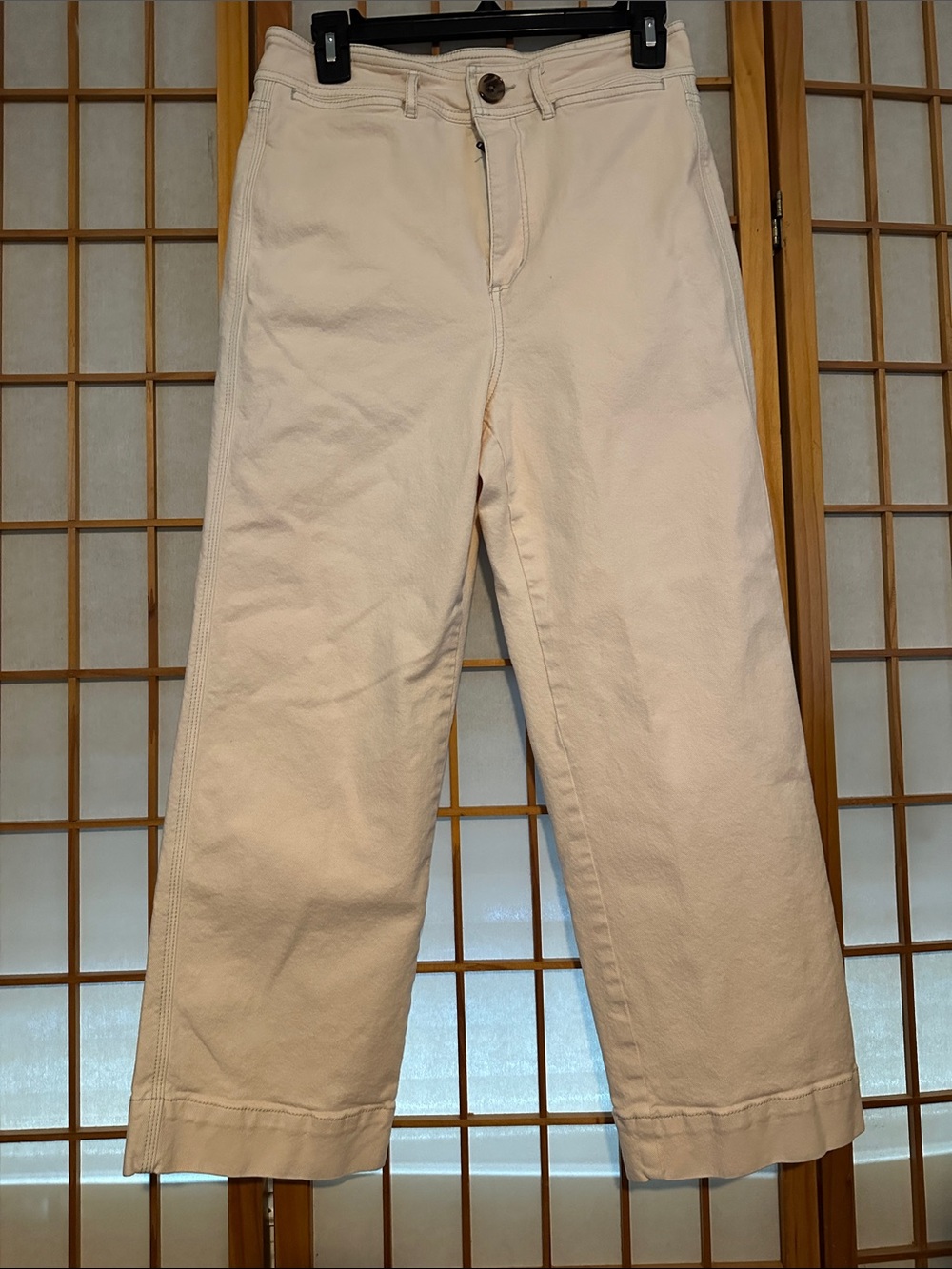 Women’s Loft Cream Wide-Leg Cotton Pants